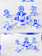 3D玻璃风商务科技办公场景背景图