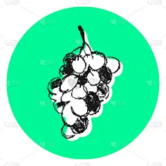 矢量串葡萄圈标志为自制葡萄酒标识、酿酒横幅、有机葡萄酒标签、品酒海报。