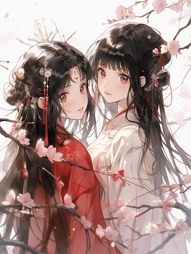 古风双女主 | Ai绘画@叙叙叙叙白-花瓣网