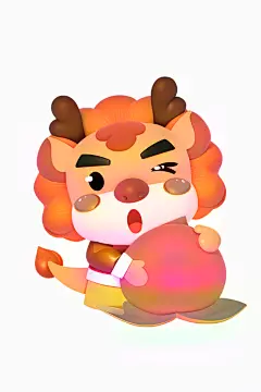 寿桃龙年新年卡通吉祥物角色