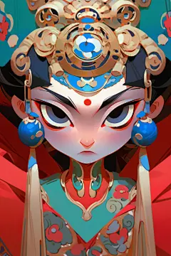 花旦脸谱插画绘画