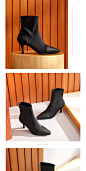 honeyGIRL冬季新款网红短靴性感高跟靴子拼接方头靴瘦瘦袜靴猫跟-tmall.com天猫