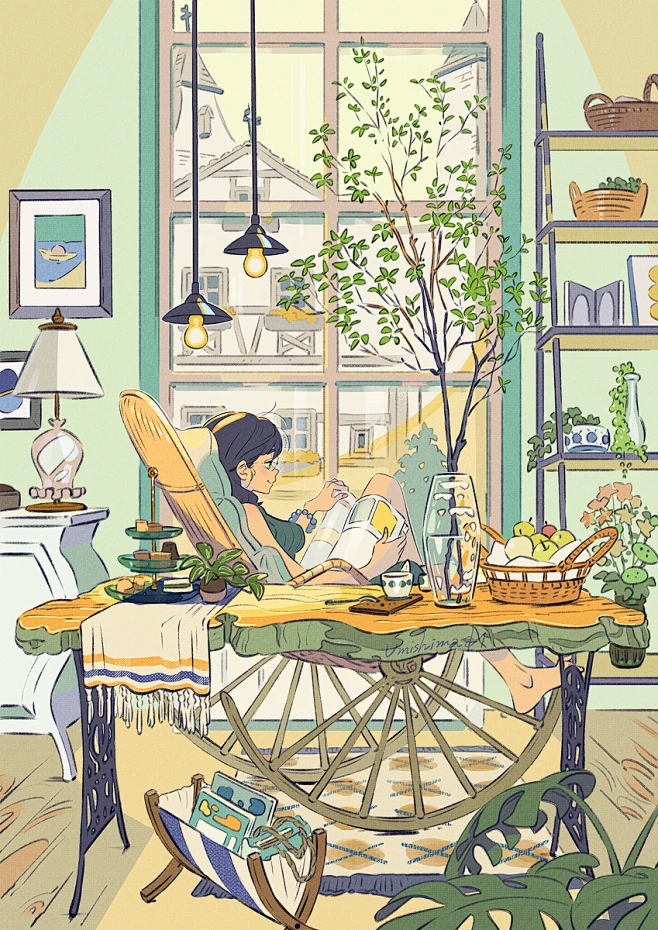 #オリジナル Reading Time. - 海島千本的插画-花瓣网