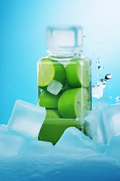 青柠檬冰冻水摄影图素材图片