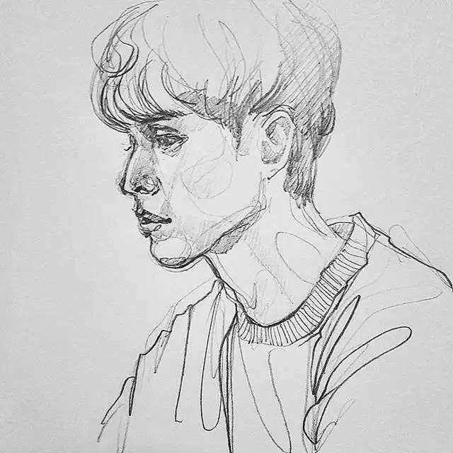 速写速写脸部结构人头像图片素描 带画板的那种100张速写男头像临摹图