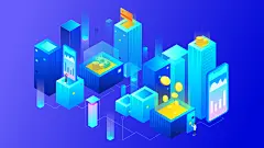 清新蓝色创意高端大气立体场景背景