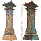 中式建筑设计，柱