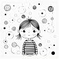 Please make a simple colouring page for pre-school children depicting just a the dots. The black and white colouring PAGE illustrating a the dots should be clear, very simple and black and white