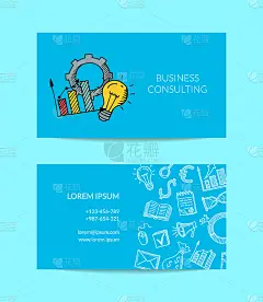 矢量商业涂鸦图标名片模板插图
