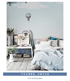 贝尚北欧海景墙纸电视背景墙壁纸蓝色阳光壁画度假酒店墙布壁布-tmall.com天猫
