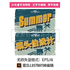 美式复古矢量AI字体特效威士忌派对LOGO门头立体字体海报设计素材-淘宝网
