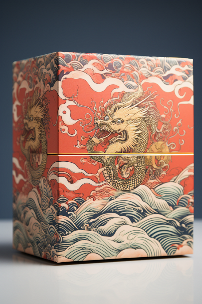 AI数字艺术龙年概念礼盒包装设计-众图网