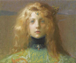 Lucien-Victor Guirand de Scévola 1871 - 1950, Jeune fille de face, pastel on paper, 38 by 46.5cm, 1899