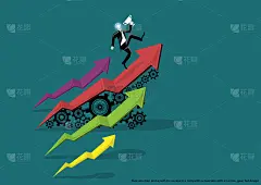 插画商业设计理念和概念思维创意。为了成功，计划、思考、搜索、分析、沟通、创新技术现代化。