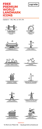 World Landmark: 12 Free Icons