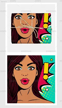 绿色欧美复古波普女孩插画