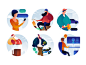 People Icons gradient illustration vector color round occupations avatar people