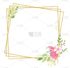美丽的花卉框架水彩手绘栅格插图
