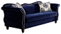 Royal Blue Fabric Sofa With Nailhead Trim traditional-sofas