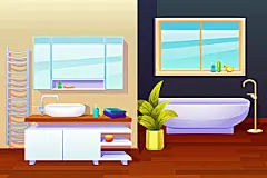 卡通手绘室内空间场景插画背景素材