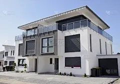 双拼别墅,现代,新的,水平画幅,顶楼公寓,建筑,无人,夏天,公寓,建筑结构