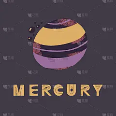 海报与字母水银和行星。为海报，印刷品和卡片的矢量插图