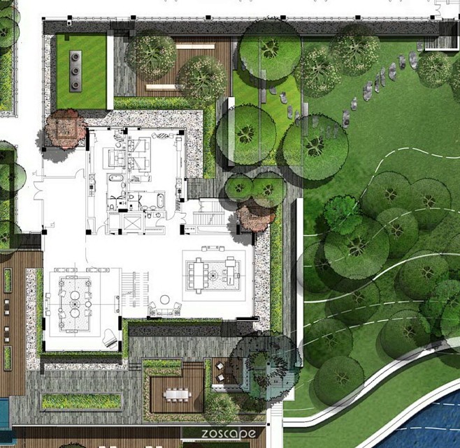 中式庭院-山水酒店庭院-别墅景观设计总图