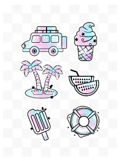 酸性装饰元素  - 源文件下载【酷图网】手绘风,酸性,夏日,装饰,冷饮,元素