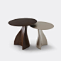 Ban & Yan Side Tables, Walnut Puma, Prosecco Lacquer