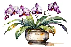 花盆花卉盆景花束兰花插画图片