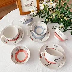 独家现货日本作家手绘兔子汽车插画绘本童话儿童餐具双耳杯盘子碗-淘宝网