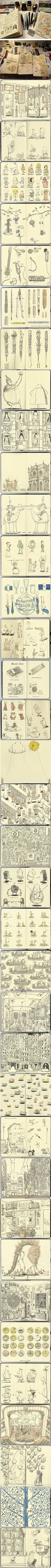 我相信每个人都会有自己的一个小本，记录自己的生活和感悟，作为插画家、设计师就更少不了，这个小小的本子就像一本私家档案，从侧面反映了主人的品味、喜好以及绘画风格。