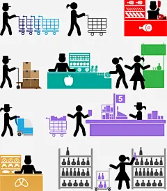 各种超市小图标 https://88ICON.com 超市 图标 收银台 购物车