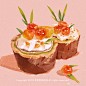 分享一组画的寿司，好不容易凑够的九张
#插画精选##美食插画# ​​​​