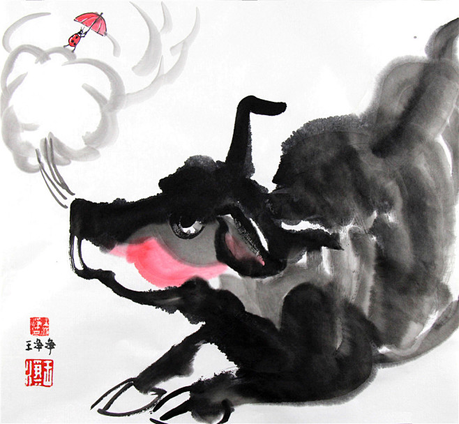 牛年画牛-王净净42幅国画萌趣水墨牛