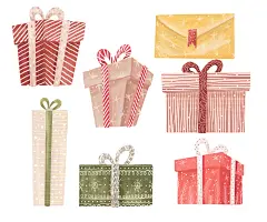 水彩手绘欧美圣诞节老人雪人驯鹿树木透明免抠PNG图案 (34)