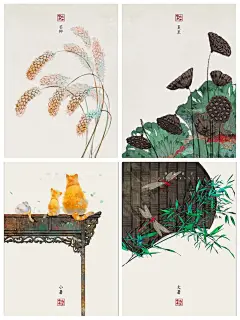 以后就拿这套国风插画来背24节气了，美哭啦