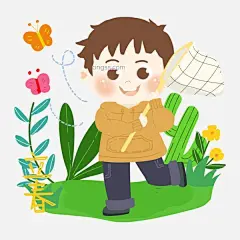 立春卡通男孩抓蝴蝶PNG素材图片大小2999x2999px 图片尺寸1.45 MB 来自PNG搜索网 pngss.com 免费免扣png素材下载！捕网#草地#春意盎然#蝴蝶#节气#卡通#卡通男孩#卡通手绘#立春#绿植#时节#小草#小花#