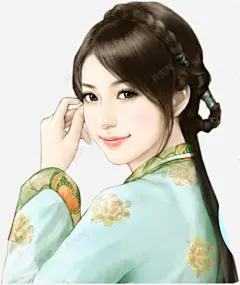 素雅古风手绘女子高清素材 页面网页 平面电商 创意素材 png素材