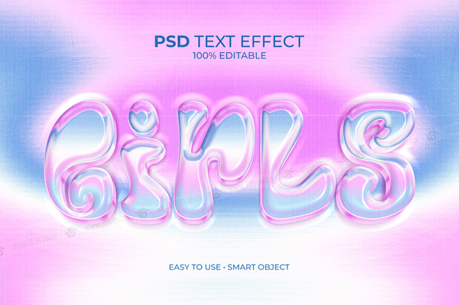 粉色流体玻璃3D立体电影字体特效logo...