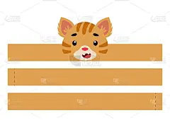 可印刷的猫纸皇冠。派对头带模切模板生日，圣诞节，婴儿淋浴。娱乐的乐趣配件。打印，剪切和胶水。矢量插图