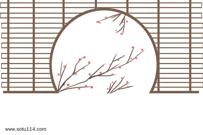 纹理中式木纹窗户