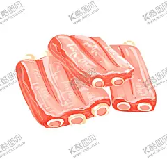 排骨插画美味卡通 【酷图网】食物,糖醋排骨,手绘,插画,插图,美食,中餐,美味,排骨,卡通,米饭,肉,辣椒,糖醋,红烧