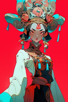 国粹花旦插画形象