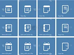 Notepad and sticky note icon set.