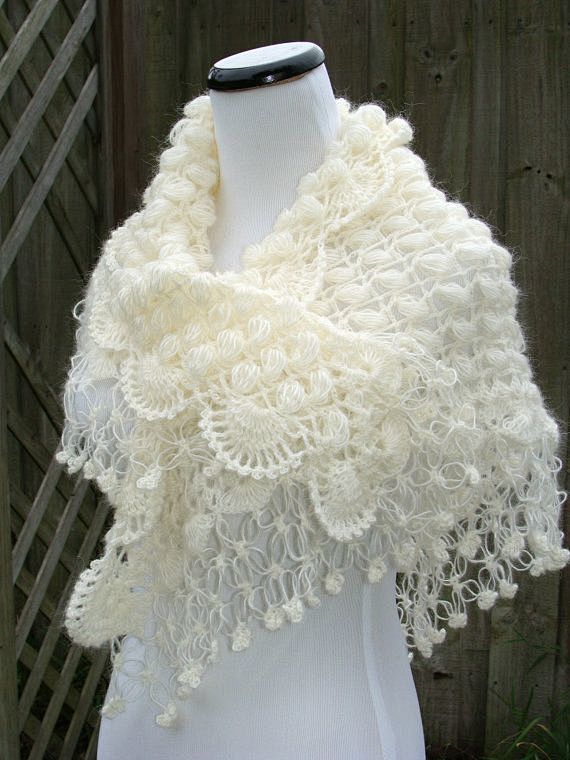 White Shawl, Crochet...