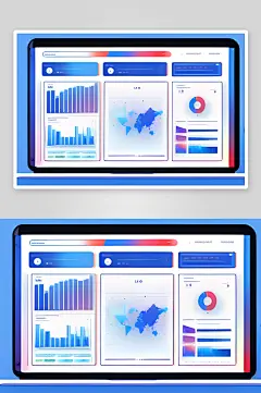 活力扁平插画中的仪表盘-众图网