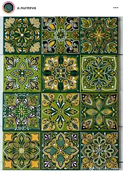 手作的魅力 减压涂色 古典花纹 对称图案 瓷砖纹样设计 艺术家a. nureeva手绘作品