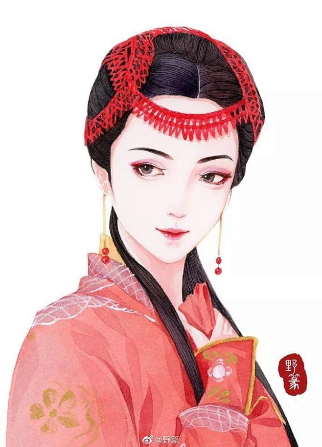 画中的美人保留了传统的审美 " 野篆:画古风美人
