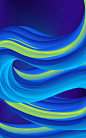 a blue and yellow background with wavy lines